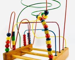 Vintage Anatex Mid Century Modern MCM Style Rollercoaster Bead Maze Wood and Metal Toy