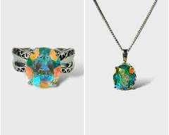 Vintage Fine Badavici Sterling Silver Tavalite Topaz Statement Necklace & Ring.