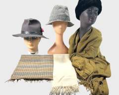 Vintage Brooks Brothers Size 6 7/8 Eagles Nest Leathers Size Medium& North King Size Small Hats, Georges Rech Homme & Lochmere Cashmere Scarves & Non Branded Olive Green Nepal Pashmina & Silk Scarf