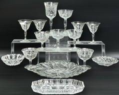 Vintage Etched Crystal Wine Glasses, Coupe Glasses, Tray, Bowl, and Dish Lot