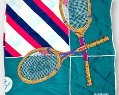 Vintage Ralph Lauren Tennis Pickleball Themed Silk Scarf