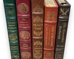EASTON PRESS Lot of x5 SIGNED FIRST EDITION COPIES Including: Heavy Time, Sailing Bright Eternity, The Memory Cathedral, The Vor Game, The Honorable Barbarian