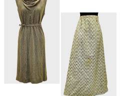 Vintage Wallace New York Union Made Gold Metallic Sleeveless Dress Size 2 And Nelly De Grab A Cut Long Metallic Skirt Size 0