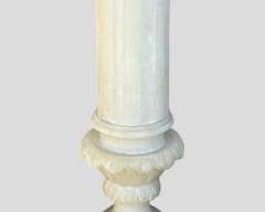 36" H Fantastic Antique Alabaster Column Display Stand 2 Pc Hand Carved