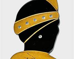 Vintage Art Deco Blackamoor Gilt Painted Rhinestone Bakelite Brooch Pin