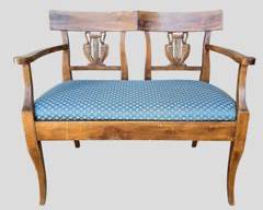 Lovely Vintage Italian Biedermeier Hand Carved Swan Lyre Back settee