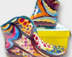 Vintage Jeffrey Campbell Multicolor Waterproof Rain Ankle Boots