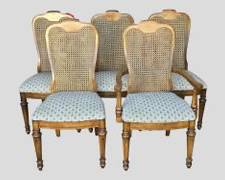 5 Vintage Dining Cane Back Wood Dining Chairs Chairs Hollywood Regency Style Great form to paint