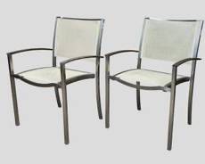 Kingsley Bate Modern Teak and Stainless Arm Chairs