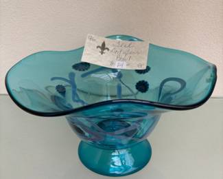 Glass Art for sale during in person sale hours Friday and Saturday.