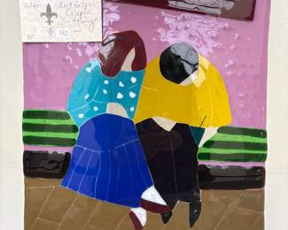 Glass Art for sale during in person sale hours Friday and Saturday.