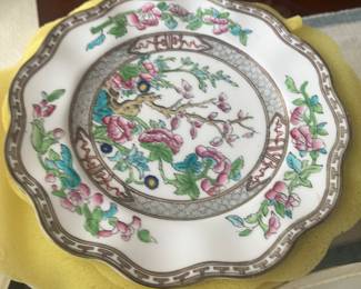 $640 obo. Vintage and Antique mix of Coalport Indian Tree china set. Five piece place settings for 12. Beautiful scalloped edges. Stamp shown in the next photo. Five piece place settings include, dinner, salad, bread and butter plates as well as cups and saucers. Available for online purchase Wednesday as per instructions in the sale details.