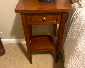 $140. One of a pair of tables sold as a pair . 14" x 17" x 28"h. Solid! Available for online purchase Wednesday as per instructions in the sale details.