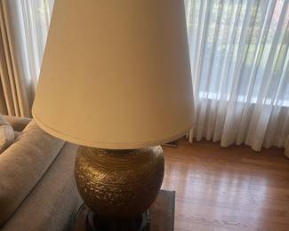 $260. Brass lamp 35"h to finial. Available for online purchase Wednesday as per instructions in the sale details.
