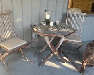 $40. Folding Teak table with two chairs. As found - need some pressure washing! Available during in-person shopping hours Friday and Saturday.