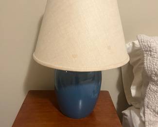 $60. Blue ceramic base lamp. 20.5"h. Available for online purchase Wednesday as per instructions in the sale details.