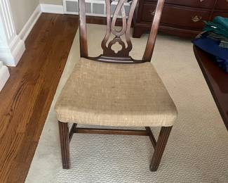 Close up of one of the Chippendale antique chairs. Very solid.