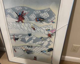 $150. "Flies & Ties III" signed and numbered by Susan Singleton. As found - the glass is broken. 23"w x 33.5"h.
Available for online purchase Wednesday as per instructions in the sale details.