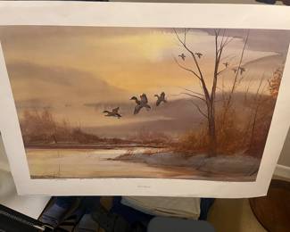 $380. Signed by the artist, Tom Sander. "Final Approach" A.P. II Available for online purchase Wednesday as per instructions in the sale details.