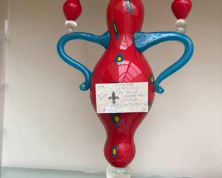 Glass Art for sale during in person sale hours Friday and Saturday.