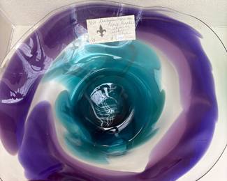 Glass Art for sale during in person sale hours Friday and Saturday.