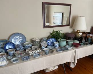 overview of Asian porcelains available for in person purchase Friday and Saturday.