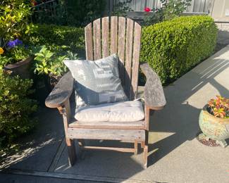 Adirondack chair for sale during in person sale hours Friday and Saturday.
