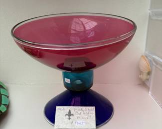 Glass Art for sale during in person sale hours Friday and Saturday.