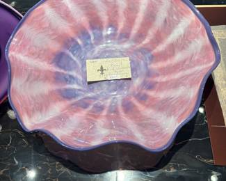 Glass Art for sale during in person sale hours Friday and Saturday.