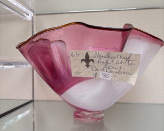 Glass Art for sale during in person sale hours Friday and Saturday.