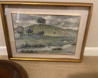 $290. Signed original - cannot make out the signature. Beautifully framed in a floating style. 23"w x 17.5"h Available for online purchase Wednesday as per instructions in the sale details.