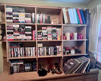DVDS, Albums, VHS and 8 track tapes.