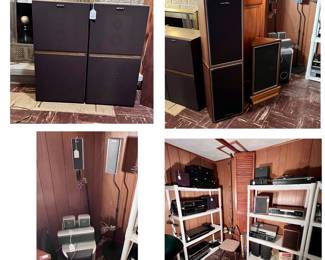 Many sets of speakers and more electronics.