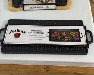 Retail $70. Our Price: $30. Jim Beam Double Sided Cast Iron Griddle. Versatile and reversible, this griddle offers both smooth and ridged surfaces for diverse cooking needs.