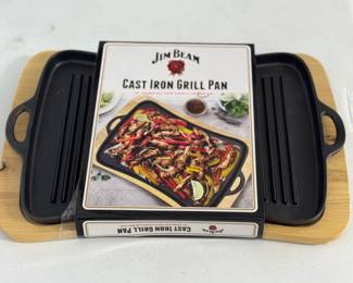 Retail $50. Our Price: $25. Jim Beam Cast Iron Grill Pan. Perfect for grilling indoors, this durable cast iron pan ensures even cooking and delicious results.