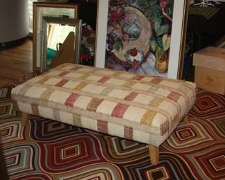 Annie Selke tapered leg square rug ottoman