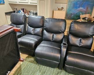 set of 6 - SEATCRAFT leather media chairs