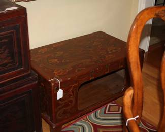 pair of antique Chinese hand-carved storage boxes, antique Chinese coffee table