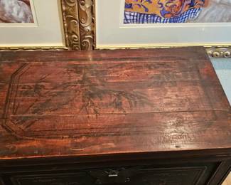 pair of antique Chinese hand-carved storage boxes