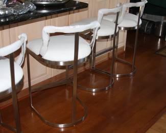 set of 4 TRAVIS leather/chrome barstools