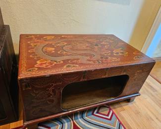 antique carved hand-painted coffee table