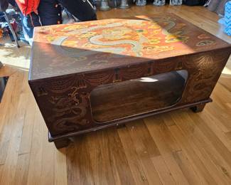 antique carved hand-painted coffee table