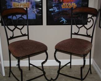pair of iron barstools