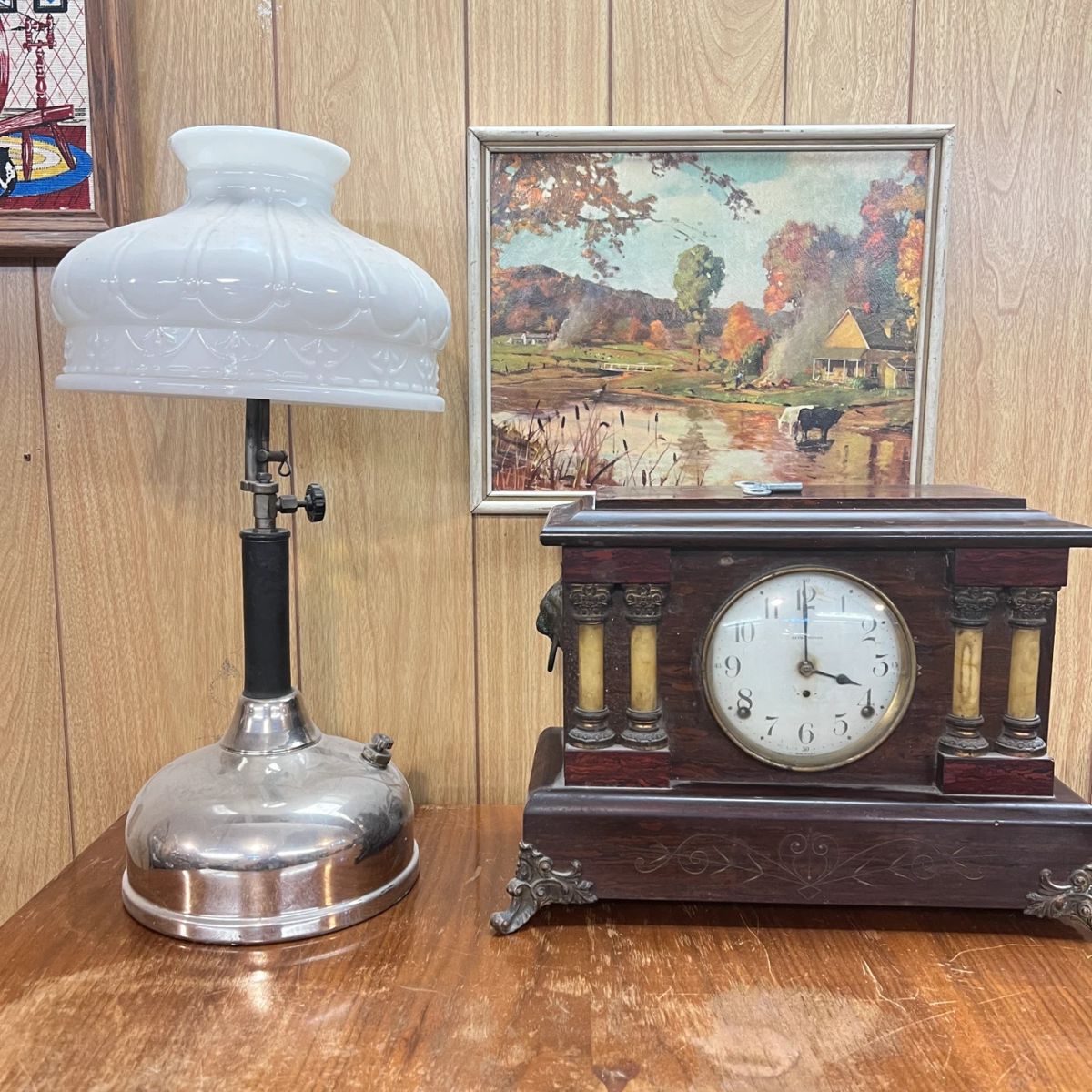 antique lamps and clocks