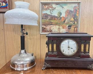 antique lamps and clocks