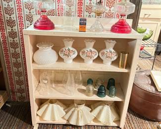 oil lamps, glass shades