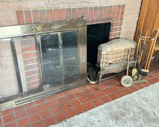 fireplace insert and tools