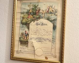 framed antique certificates
