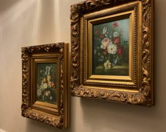 Beautiful floral ornate framed oil paintings