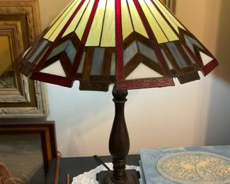Antique stain glass lamp.